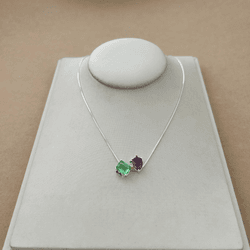 COLAR 2 ZIRCÔNIAS RETÂNGULAR E GOTA VENEZIANA - 26... - C Martiniano Joias