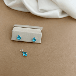 CONJUNTO BRINCO E PINGENTE GOTA ZIRCÔNIA AZUL CLAR... - C Martiniano Joias