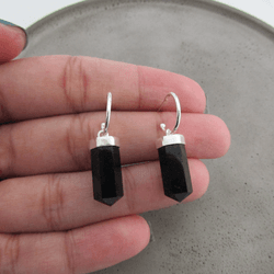 Argola 12mm Com Pedra Natural Onix Pendura - 26249 - C Martiniano Joias
