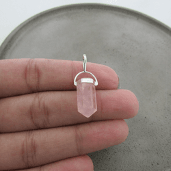 Pingente Pedra Natural Quartzo Rosa Base AlÇa Argo... - C Martiniano Joias