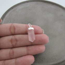 Pingente Pedra Natural Com Ponta Quartzo Rosa Argo... - C Martiniano Joias