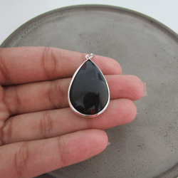 Pingente Gota Grande Pedra Natural Onix - 26646C - C Martiniano Joias