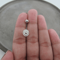 Piercing De Umbigo Oval Vazado Cravejado - 26306 - C Martiniano Joias