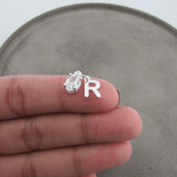 PINGENTE ZIRCÔNIA CRISTAL OVAL GALERIA E LETRA 