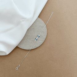 PULSEIRA COM 2 BORBOLETAS ZIRCÔNIAS AZUL CLARO CAR... - C Martiniano Joias