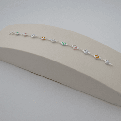 Pulseira Infantil Trevo Zirconia Colors - 26675 - C Martiniano Joias
