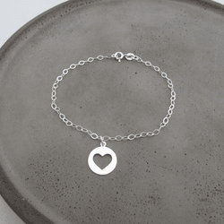 Pulseira Plaquinha Com Coração Vazado - 26644 - C Martiniano Joias