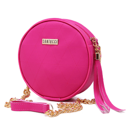 Bolsa Feminina Pink Pequena Redonda Elegante Alça ... - COMPRESHOES