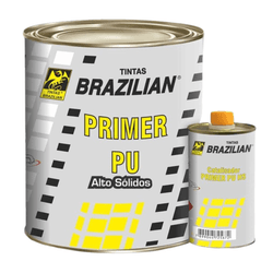 Kit Fundo Primer PU Cinza 800ml + Endurecedor 100ml HS SUPER Alto Sólidos - Brazilian - CONSTRUTINTAS