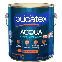 Tinta Esmalte Eucatex ACQUA Base Água Brilhante Branco 3,6L - CONSTRUTINTAS