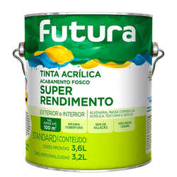 TINTA ACRILICA FOSCA (ESCOLHA A COR) 3,6 LITROS SUPER RENDIMENTO - FUTURA - CONSTRUTINTAS