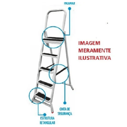 Escada de 6 Degraus para Uso Doméstico Dobrável de Ferro - CONSTRUTINTAS