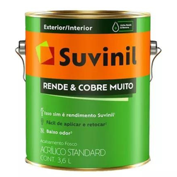 Tinta Acrílica Suvinil Rende & Cobre Muito Fosco 3,6L - CONSTRUTINTAS