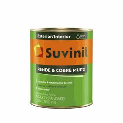 Tinta Acrílica Fosco Suvinil Rende Cobre Muito Branco - 900ml - CONSTRUTINTAS