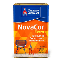 Tinta Acrílica Standard Novacor Extra Mais Rendimento Fosco 18L (Escolha Cor) - CONSTRUTINTAS