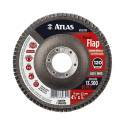 DISCO ABRASIVO FLAP 115MM G120 ZIRCONIA ATLAS - CORBELLA TINTAS