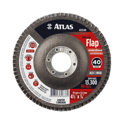 DISCO ABRASIVO FLAP 115MM G040 ZIRCONIA ATLAS - CORBELLA TINTAS