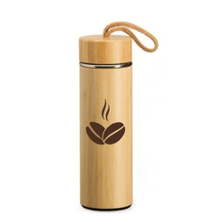 Garrafa Térmica De Bambu 400ml - GUSTAVO LEONEL CAFÉS ESPECIAIS 