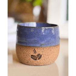 Copo em Cerâmica Azul - GUSTAVO LEONEL CAFÉS ESPECIAIS 