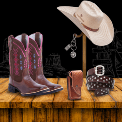 Combo Bota Texana Premium Feminina+ Cinto + Bainha... - Country Shop Botas Texanas