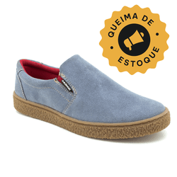 Sapato Slip-On couro jeans, solado borracha ambar ... - DALESHOES