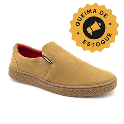 Sapato Slip-On couro bege, solado borracha ambar e... - DALESHOES