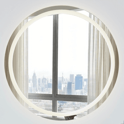 Espelho Redondo 80x80 Com Fita De Led Jateado Touc... - Decora loja