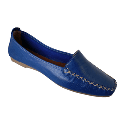 Mocassim em Couro Azul / Croco - 2080AZ - DEDMARCALCADOS