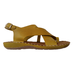 Sandália Feminina Rasteira Couro Amarelo
