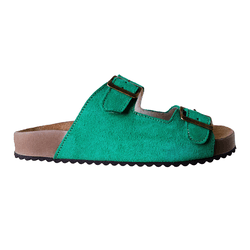 Birken Feminina em Couro / Camurça cor Verde Acqua com costura