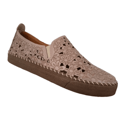 Tênis Slipper Feminino em Couro Nude / Laser