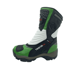 Bota Masculina Motociclista Verde Branco Couro DIf... - DIFRANCA ATACADO