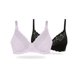 KIT DUO SUTIA SUSTENTACAO COM ARO PRETO/ROSA RETRO - Dilady Lingerie