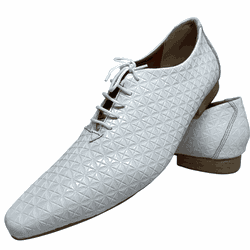 Sapato Masculino Italiano Em Couro Estrelado Branc... - Di Paolo Sapatos Masculinos