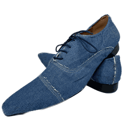 Sapato Masculino Italiano Em Jeans Azul Brenn Ref:... - Di Paolo Sapatos Masculinos