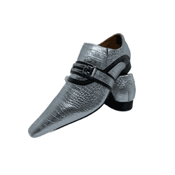 Sapato Masculino Italiano Em Couro Croko Prateado ... - Di Paolo Sapatos Masculinos