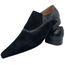 Mocassim Masculino Italiano Em Couro Preto Camurça... - Di Paolo Sapatos Masculinos