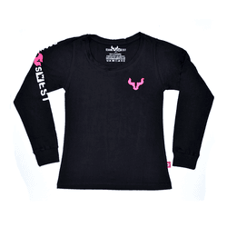 T-SHIRT MANGA LONGA D'JANGUS WEST PRETA BOI ROSA NEON - DJANGUS WEST