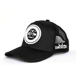 BONÉ D'JANGUS PRETO LOGO BRANCO SILK C/ TELA ABA CURVA - DJANGUS WEST