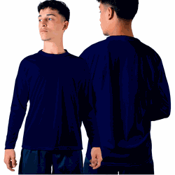 Camiseta Dryfit Manga Longa Básica Lisa Azul - ML... - DJON