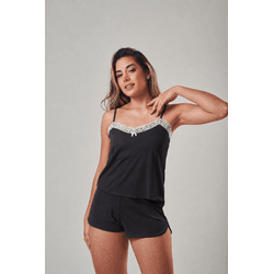 Baby Doll D’Noite em liganete lisa com renda - B12... - D'Noite - Pijamas e Homewear