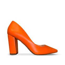  Scarpin Salto Alto Bloco Laranja - Donna Lu