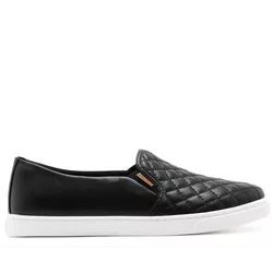  Tênis Slip On Matelassê Preto - Donna Lu