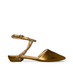  Scarpin Mini Salto Dourado Fivela - Donna Lu