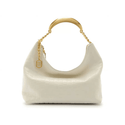 Bolsa Arezzo Branca Hobo Couro Tressê Pequena Silv... - Donna Lu