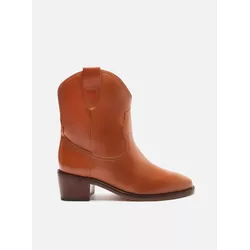 Bota Marrom Couro Cano Curto Western Alicia - Donna Lu