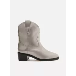 Bota Prata Couro Cano Curto Western Alicia - Donna Lu