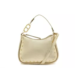 Bolsa Crossbody Duas Alças Pequena Dourada Tachas - Donna Lu