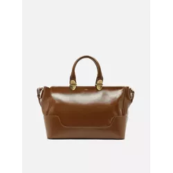 Bolsa Arezzo Tote Marrom Couro Natural Grande Metais