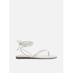 Rasteira Branca Verniz Tiras Flip Flop Amarração - Donna Lu